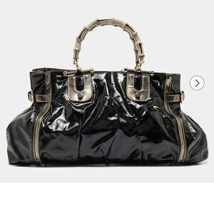 Gucci Black Coated Canvas and Leather Dialux Pop Bamboo Satchel